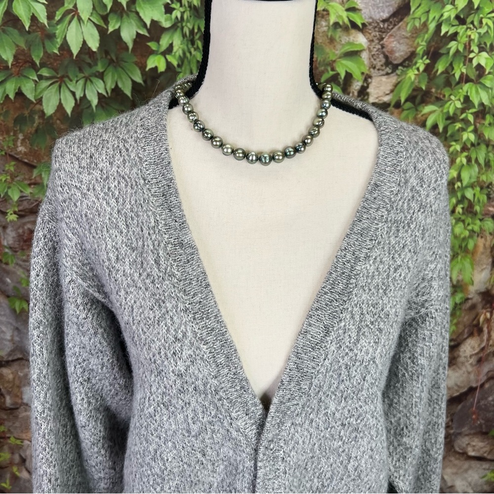 FACTORIA PEREZ Peruvian Luxury Artisan Gray Baby Alpaca Cardigan, XL - Picture 5 of 11